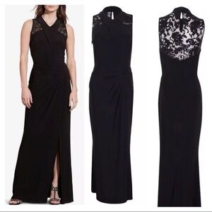 Lauren Ralph Lauren Women's Lace-Yoke Jersey Gown Size 8